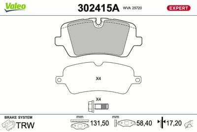 Juego de balatas de freno VALEO 302415A