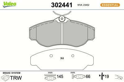 Juego de balatas de freno VALEO 302441