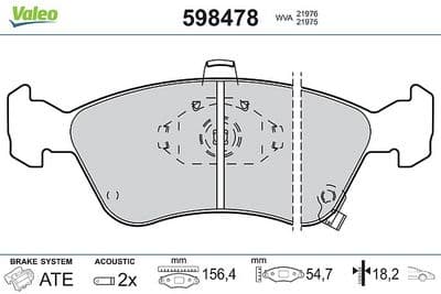 Juego de balatas de freno VALEO 598478