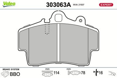 Juego de balatas de freno VALEO 303063A
