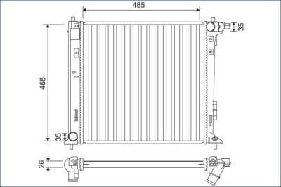 Radiador, refrigeración del motor VALEO 701140