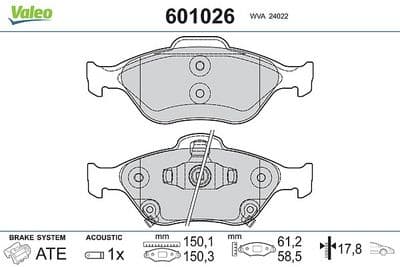 Juego de balatas de freno VALEO 601026