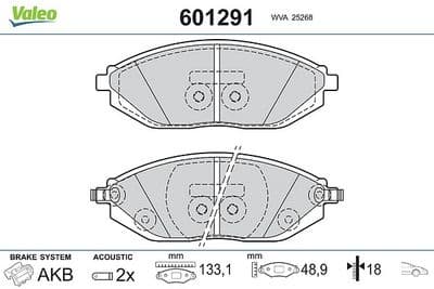 Juego de balatas de freno VALEO 601291