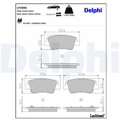 Juego de balatas de freno DELPHI LP3880