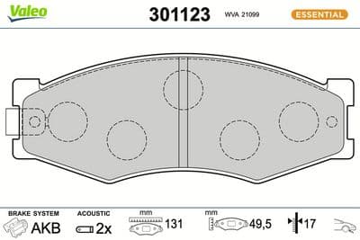 Juego de balatas de freno VALEO 301123
