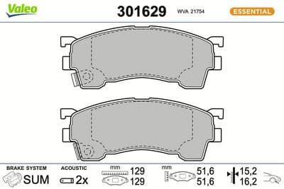 Juego de balatas de freno VALEO 301629