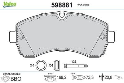 Juego de balatas de freno VALEO 598881