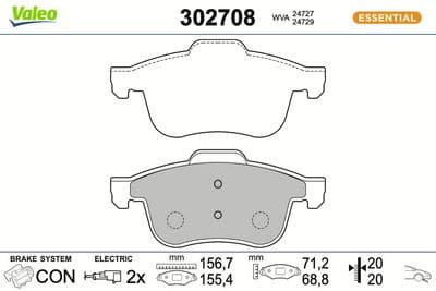 Juego de balatas de freno VALEO 302708