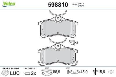 Juego de balatas de freno VALEO 598810