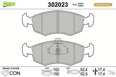 Juego de balatas de freno VALEO 302023