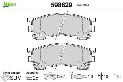 Juego de balatas de freno VALEO 598629