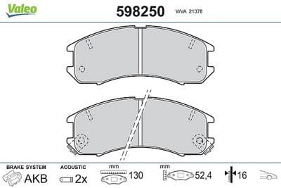 Juego de balatas de freno VALEO 598250