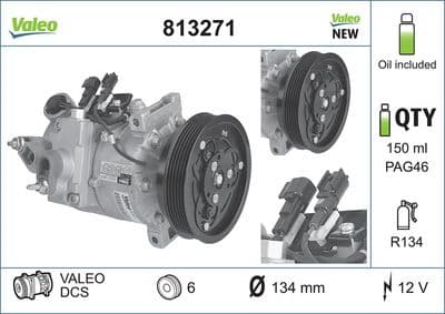 Compresor, aire acondicionado VALEO 813271