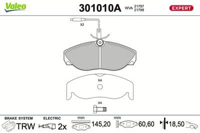 Juego de balatas de freno VALEO 301010A