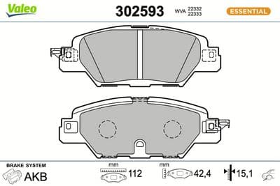 Juego de balatas de freno VALEO 302593