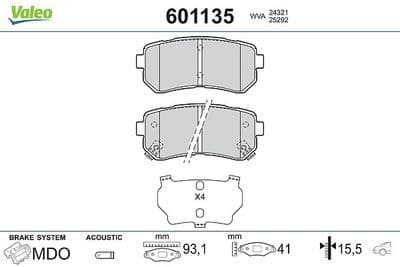 Juego de balatas de freno VALEO 601135