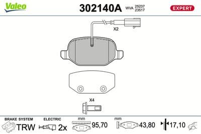Juego de balatas de freno VALEO 302140A