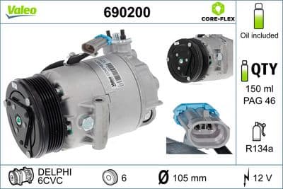 Compresor, aire acondicionado VALEO 690200