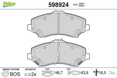 Juego de balatas de freno VALEO 598924