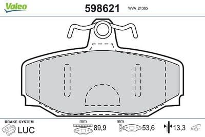 Juego de balatas de freno VALEO 598621
