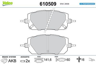 Juego de balatas de freno VALEO 610509