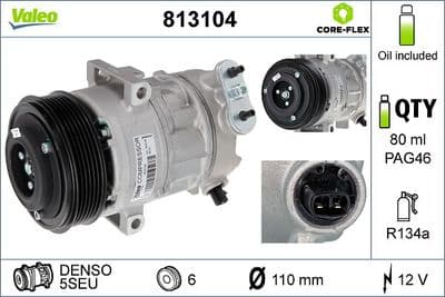 Compresor, aire acondicionado VALEO 813104