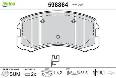 Juego de balatas de freno VALEO 598864