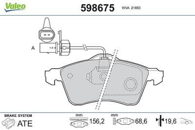 Juego de balatas de freno VALEO 598675