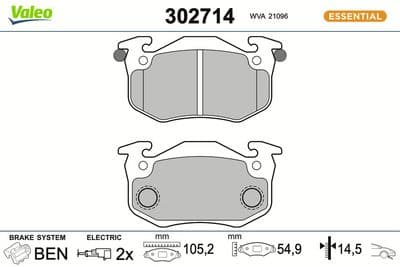 Juego de balatas de freno VALEO 302714