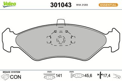 Juego de balatas de freno VALEO 301043