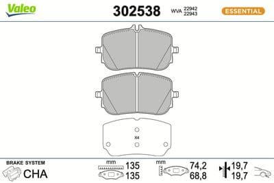 Juego de balatas de freno VALEO 302538