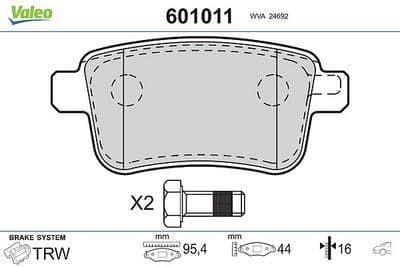 Juego de balatas de freno VALEO 601011