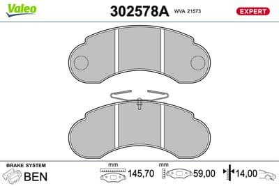 Juego de balatas de freno VALEO 302578A