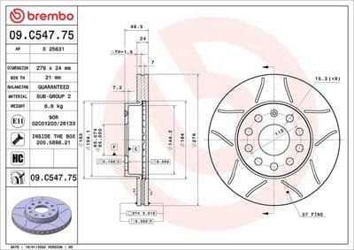 Disco de freno BREMBO 09.C547.75