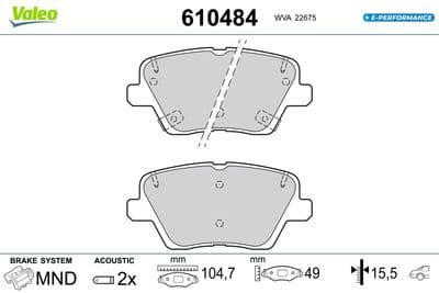 Juego de balatas de freno VALEO 610484
