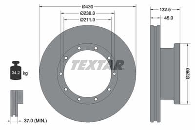 Disco de freno TEXTAR 93087900