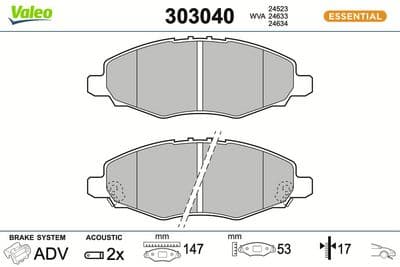 Juego de balatas de freno VALEO 303040