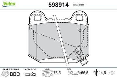 Juego de balatas de freno VALEO 598914