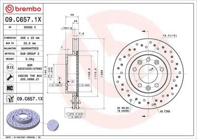 Disco de freno BREMBO 09.C657.1X