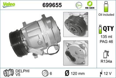 Compresor, aire acondicionado VALEO 699655