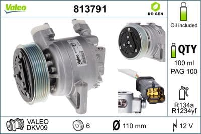 Compresor, aire acondicionado VALEO 813791