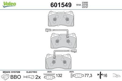 Juego de balatas de freno VALEO 601549