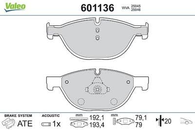 Juego de balatas de freno VALEO 601136