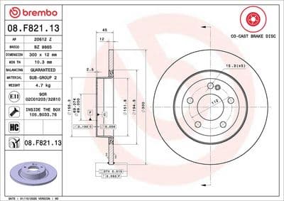 Disco de freno BREMBO 08.F821.13