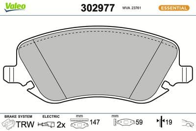 Juego de balatas de freno VALEO 302977
