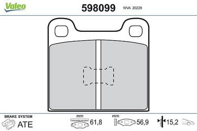 Juego de balatas de freno VALEO 598099