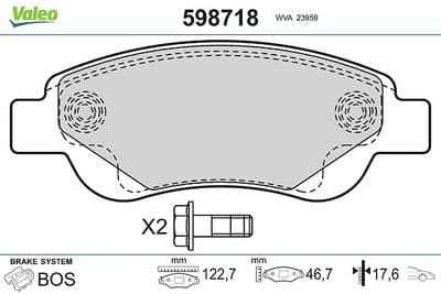 Juego de balatas de freno VALEO 598718