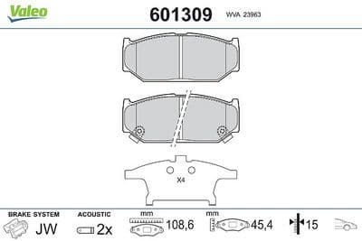 Juego de balatas de freno VALEO 601309