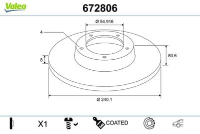 Disco de freno VALEO 672806