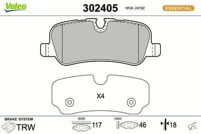 Juego de balatas de freno VALEO 302405